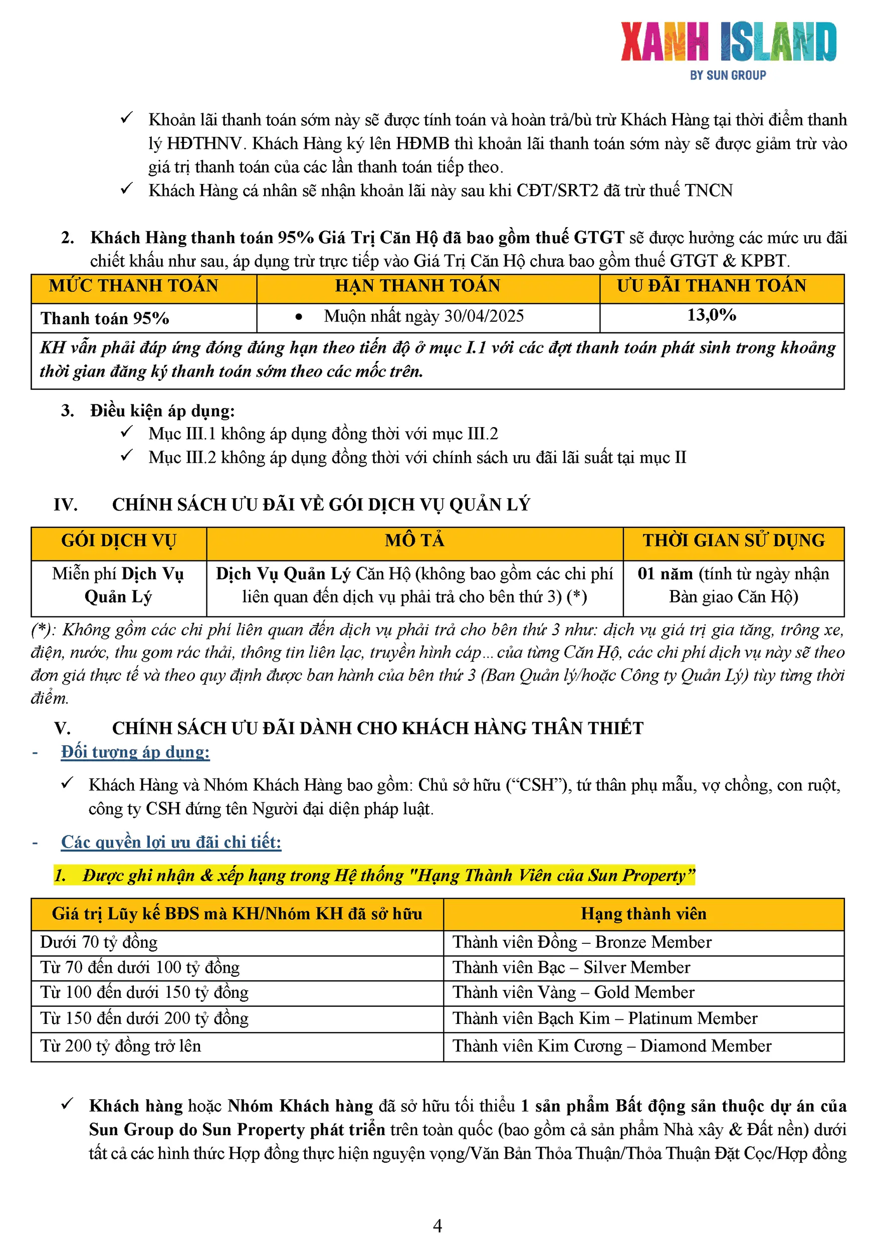 Chính sách ưu đãi và Lịch thanh toán cho The Xanh Sky thuộc dự án Xanh Island – Trang 4 Chính sách ưu đãi và Lịch thanh toán cho The Xanh Sky thuộc dự án Xanh Island - Trang 4