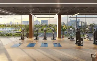 Phòng tập hiện đại với trang thiết bị cao cấp tại The Matrix One Premium, mang đến trải nghiệm sống thượng lưu.
