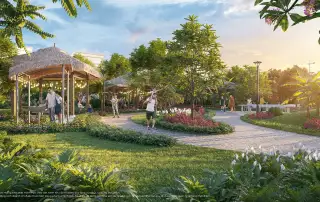 Không gian sinh thái xanh mát tại Vinhomes Green City mang lại cuộc sống lý tưởng, gần gũi với thiên nhiên.
