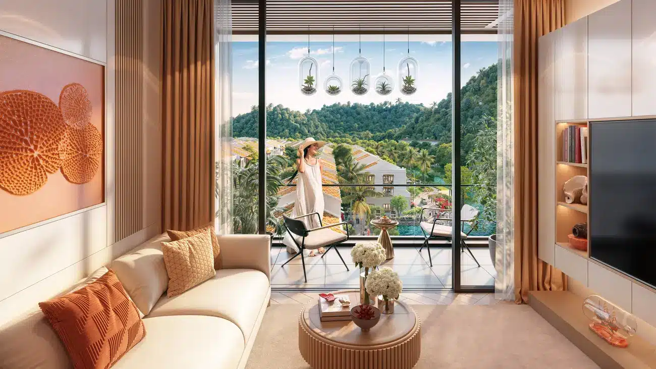 Căn hộ tại The Xanh 2 đón trọn nắng gió và vẻ đẹp thiên nhiên của Xanh Island Cát Bà. Ảnh: Sun Property