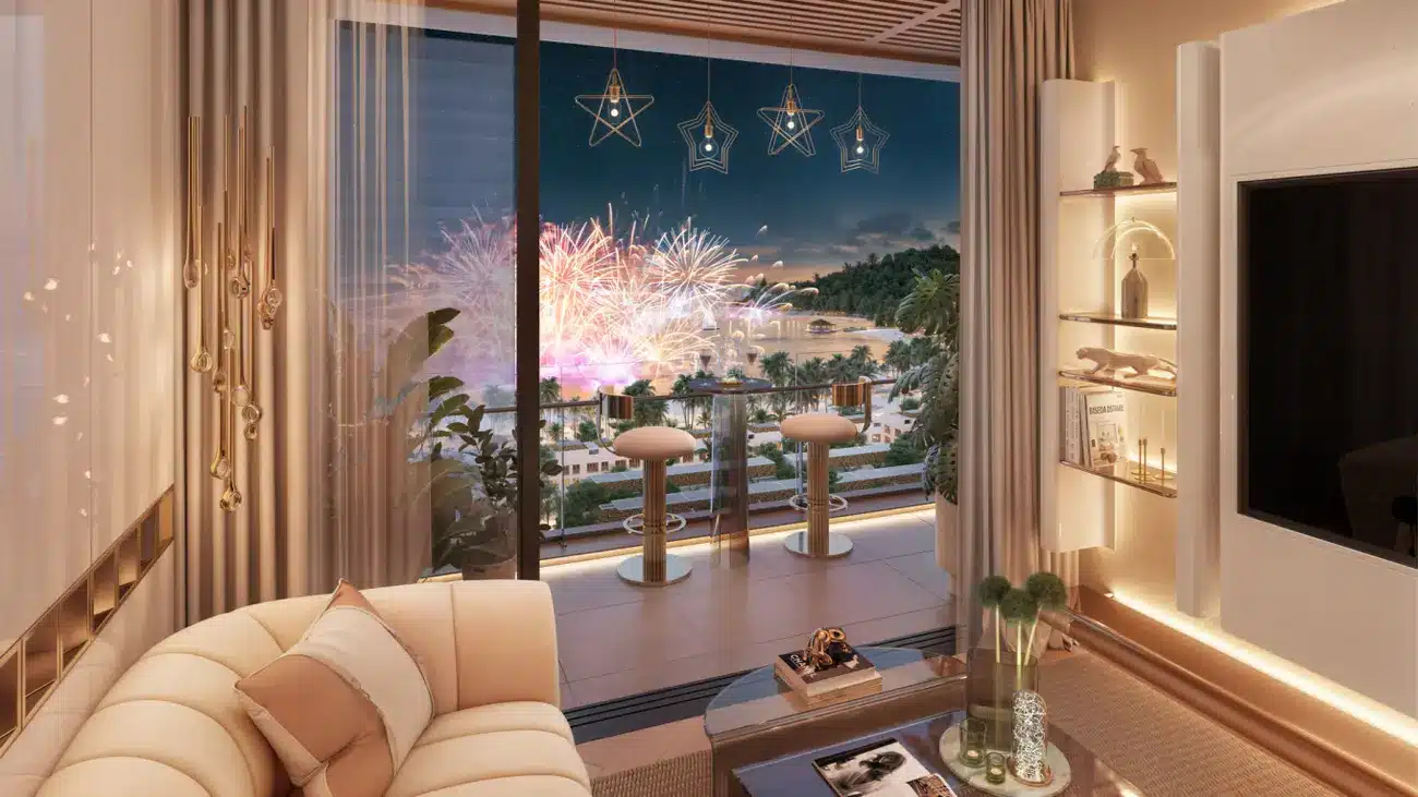 Căn hộ Xanh Sky tại Xanh Island Sun Group với tầm nhìn pháo hoa tuyệt đẹp.