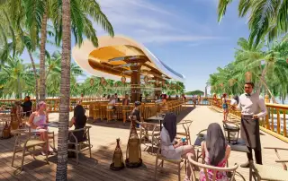 Khu tiện ích cafe ngoài trời tại Xanh Island by Sun Group với không gian chill lý tưởng và phục vụ chuyên nghiệp.