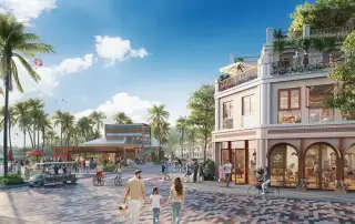 Phố đi bộ sôi động tại dự án Xanh Island Sun Group gần biển Cát Bà, điểm đến lý tưởng cho cư dân và du khách.
