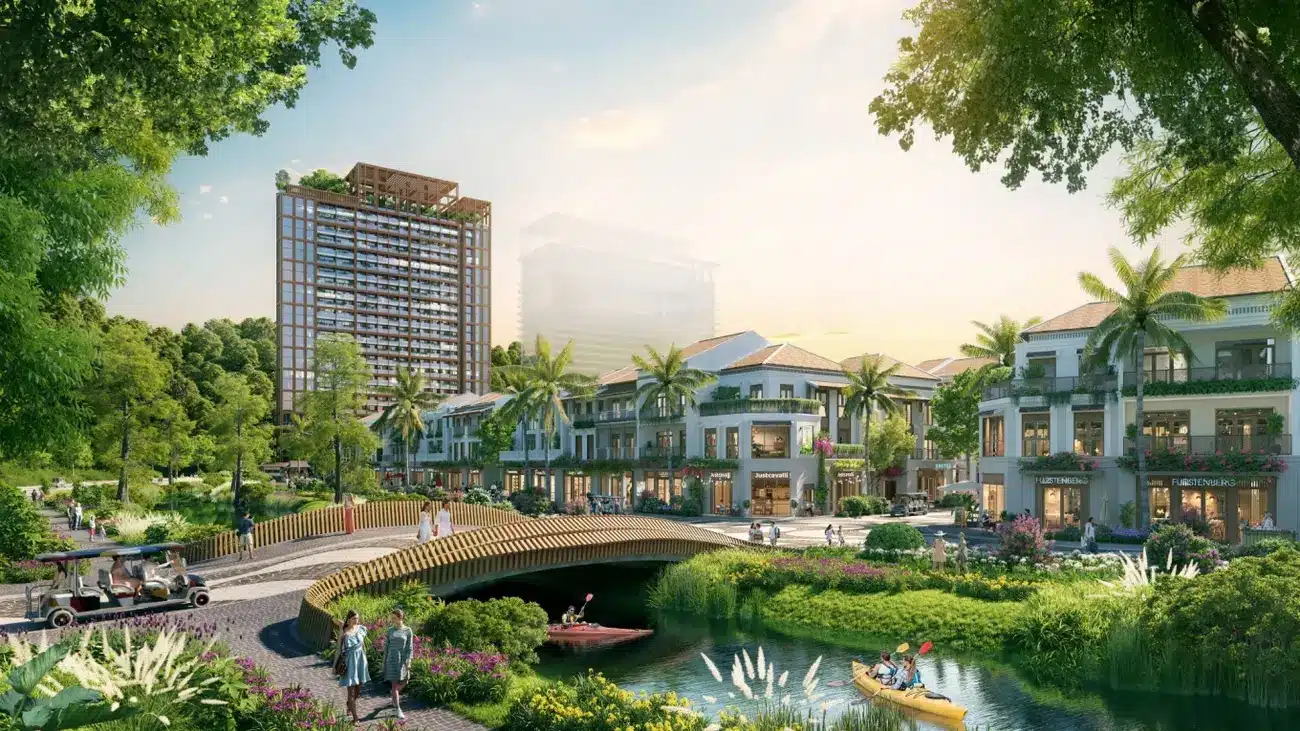 Phối cảnh tuyệt đẹp của khu nhà phố tại Xanh Island. Ảnh: Sun Property.