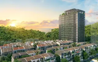 Tòa tháp The Xanh 2 thuộc dự án Xanh Island với thiết kế hiện đại, tầm nhìn tuyệt đẹp ra biển Cát Bà.