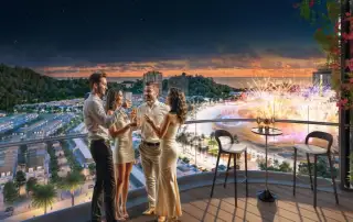 Xanh Island mang đến trải nghiệm đẳng cấp với tầm nhìn biển và pháo hoa tuyệt đẹp mỗi đêm.